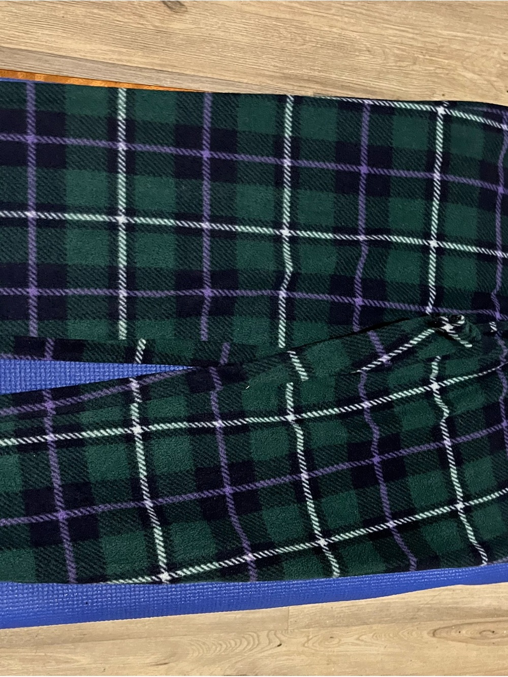 L.L. Bean Dark Green Plaid Corduroy Pants with Purple and White Windowpane